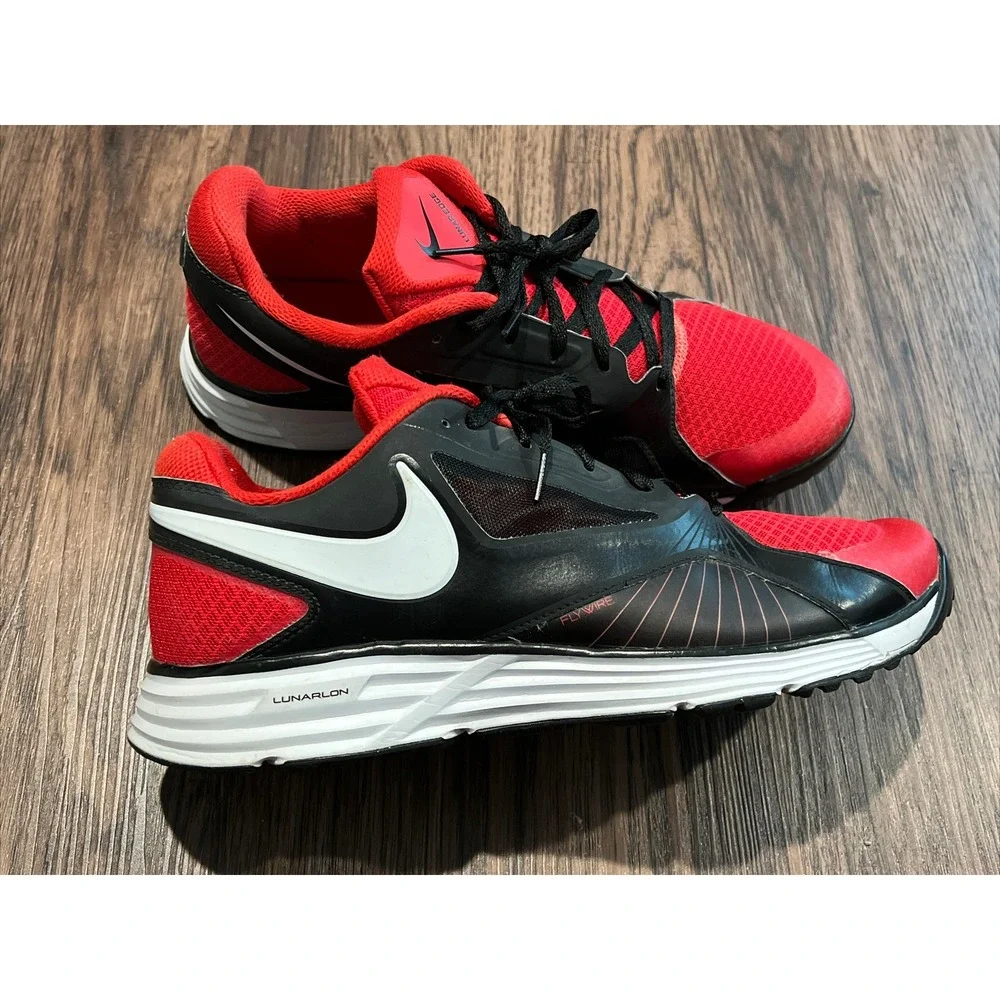 Nike Mens Lunar Edge 553682-600 Black/red Running Shoes Sneakers Size 10